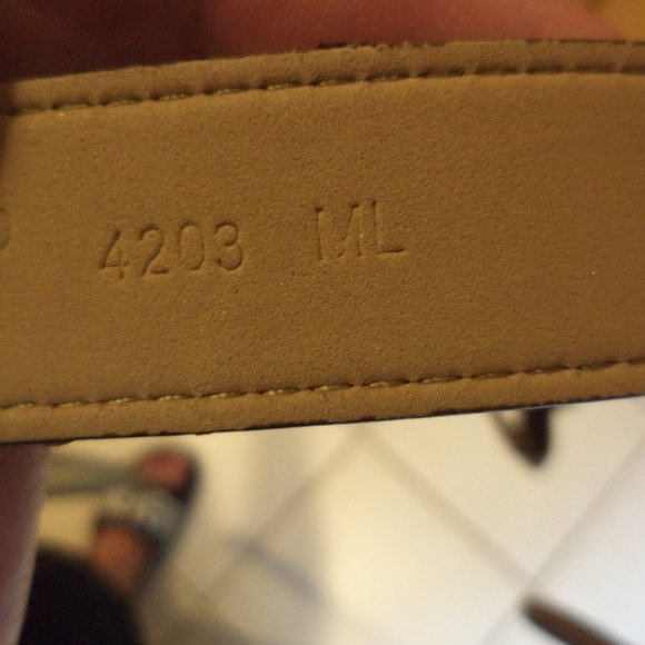 WOMEN'S CHICO'S COTTON JACQUARD BELT-Tan and Blue-Cotton Jacquard Diamond -M/L - Picture 7 of 9